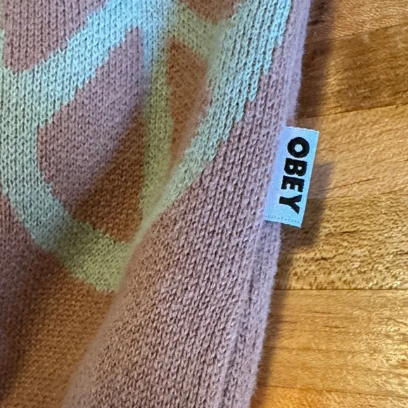 Obey Tan Vest with Colorful Peace Symbols - Picture 5 of 5